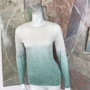 Joe Fresh Green Teal White Burnout Shirt Top  Size Medium
